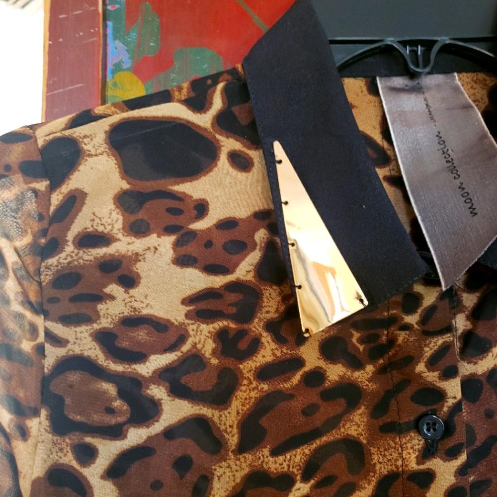Leopard print silk blouse